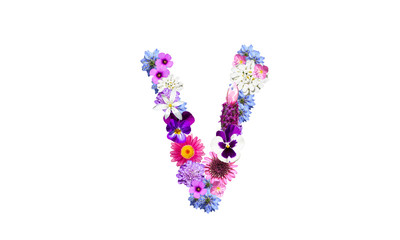 花文字（花のフォント）、アルファベットのV