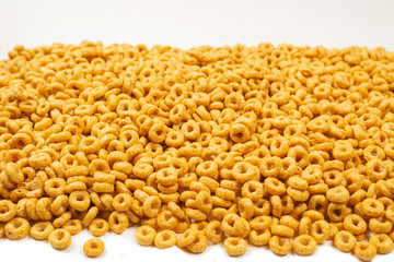 Corn-flakes background and texture. Top view.