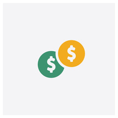 Coin concept 2 colored icon. Isolated orange and green Coin vector symbol design. Can be used for web and mobile UI/UX