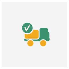 Delivery truck concept 2 colored icon. Isolated orange and green Delivery truck vector symbol design. Can be used for web and mobile UI/UX