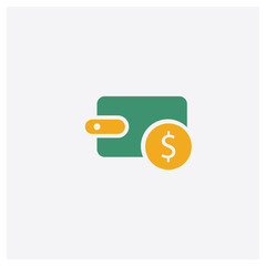 Wallet concept 2 colored icon. Isolated orange and green Wallet vector symbol design. Can be used for web and mobile UI/UX