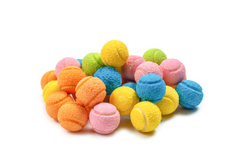 Fototapeta na wymiar Colorful tennis balls isolated on white.