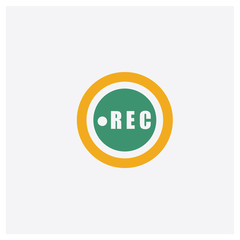 Record concept 2 colored icon. Isolated orange and green Record vector symbol design. Can be used for web and mobile UI/UX