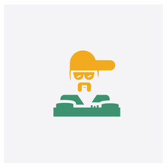DJ concept 2 colored icon. Isolated orange and green DJ vector symbol design. Can be used for web and mobile UI/UX