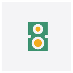 Speaker concept 2 colored icon. Isolated orange and green Speaker vector symbol design. Can be used for web and mobile UI/UX