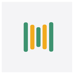 Sound waves concept 2 colored icon. Isolated orange and green Sound waves vector symbol design. Can be used for web and mobile UI/UX