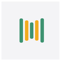 Sound waves concept 2 colored icon. Isolated orange and green Sound waves vector symbol design. Can be used for web and mobile UI/UX