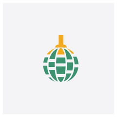 Mirror ball concept 2 colored icon. Isolated orange and green Mirror ball vector symbol design. Can be used for web and mobile UI/UX