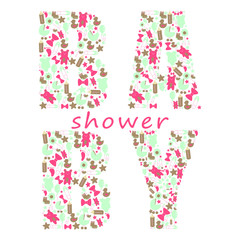 Baby shower. Hand drawig lettering postcards