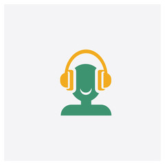 DJ concept 2 colored icon. Isolated orange and green DJ vector symbol design. Can be used for web and mobile UI/UX