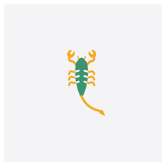 Scorpion concept 2 colored icon. Isolated orange and green Scorpion vector symbol design. Can be used for web and mobile UI/UX