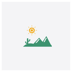 Desert concept 2 colored icon. Isolated orange and green Desert vector symbol design. Can be used for web and mobile UI/UX