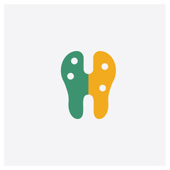 Tooth concept 2 colored icon. Isolated orange and green Tooth vector symbol design. Can be used for web and mobile UI/UX