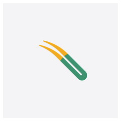 Tweezers concept 2 colored icon. Isolated orange and green Tweezers vector symbol design. Can be used for web and mobile UI/UX