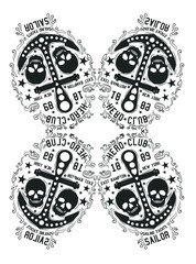 sailor skull print and embroidery graphic design vector art