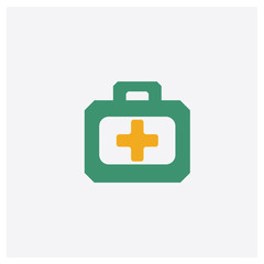 Fototapeta premium First aid kit concept 2 colored icon. Isolated orange and green First aid kit vector symbol design. Can be used for web and mobile UI/UX