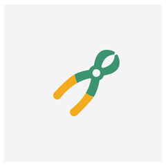 Tooth pliers concept 2 colored icon. Isolated orange and green Tooth pliers vector symbol design. Can be used for web and mobile UI/UX