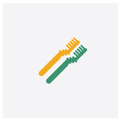 Toothbrush concept 2 colored icon. Isolated orange and green Toothbrush vector symbol design. Can be used for web and mobile UI/UX
