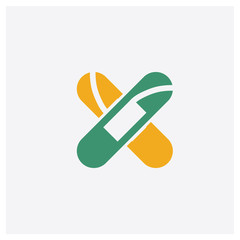 Aid concept 2 colored icon. Isolated orange and green Aid vector symbol design. Can be used for web and mobile UI/UX