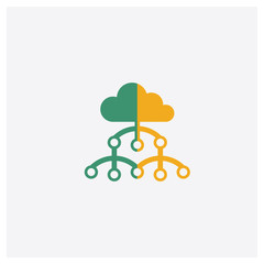 Cloud computing concept 2 colored icon. Isolated orange and green Cloud computing vector symbol design. Can be used for web and mobile UI/UX