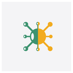 Virus concept 2 colored icon. Isolated orange and green Virus vector symbol design. Can be used for web and mobile UI/UX