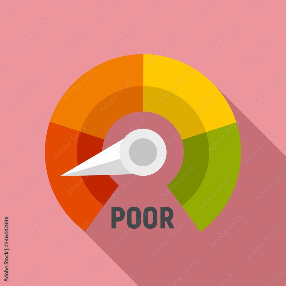 Poster poor level score icon. flat illustration of poor level score vector icon for web design