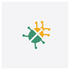 Malware concept 2 colored icon. Isolated orange and green Malware vector symbol design. Can be used for web and mobile UI/UX