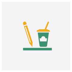 Coffee concept 2 colored icon. Isolated orange and green Coffee vector symbol design. Can be used for web and mobile UI/UX