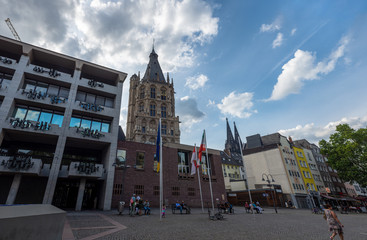 warm summer day in cologne buildings and square north-rhine westphalia
