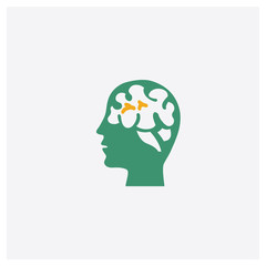 Thinking concept 2 colored icon. Isolated orange and green Thinking vector symbol design. Can be used for web and mobile UI/UX
