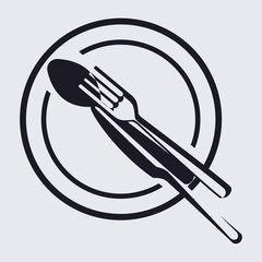 Plate, knife, fork and spoon icon vector illustration
