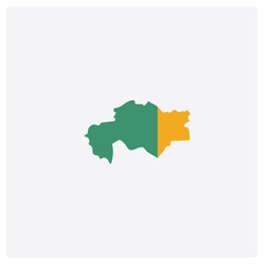 Kazakhstan map concept 2 colored icon. Isolated orange and green Kazakhstan map vector symbol design. Can be used for web and mobile UI/UX