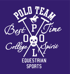 College polo sports print and embroidery graphic design vector art