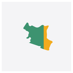 Kenya map concept 2 colored icon. Isolated orange and green Kenya map vector symbol design. Can be used for web and mobile UI/UX