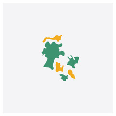 Denmark map concept 2 colored icon. Isolated orange and green Denmark map vector symbol design. Can be used for web and mobile UI/UX