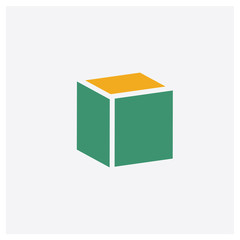 Cube concept 2 colored icon. Isolated orange and green Cube vector symbol design. Can be used for web and mobile UI/UX