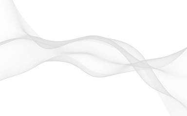 White abstract background. Fluttering white scarf. Waving on wind white fabric. 3D illustration