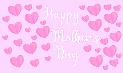 Fototapeta na wymiar Happy Mother's day banner with hearts on pink background,vector illustration