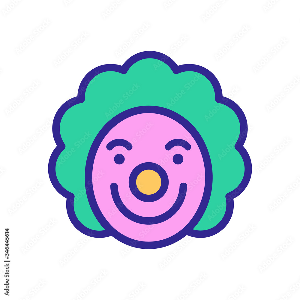 Poster clown with vile smile and curly wig icon vector. clown with vile smile and curly wig sign. color sym