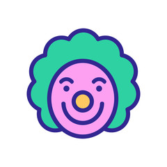 clown with vile smile and curly wig icon vector. clown with vile smile and curly wig sign. color symbol illustration