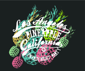 California Pineapple print and embroidery graphic design vector art
