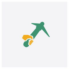 Inclined Picker concept 2 colored icon. Isolated orange and green Inclined Picker vector symbol design. Can be used for web and mobile UI/UX