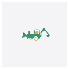 Backhoes concept 2 colored icon. Isolated orange and green Backhoes vector symbol design. Can be used for web and mobile UI/UX