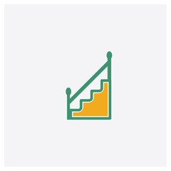 Stairs with Handle concept 2 colored icon. Isolated orange and green Stairs with Handle vector symbol design. Can be used for web and mobile UI/UX