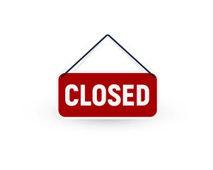 Isolated closed door tablet vector sign. No enter store symbol. Locked room element illustration. Important announcement.