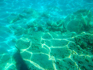 Fototapeta na wymiar A dip in the sea. Seabed of the Mediterranean