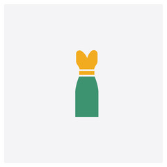 Long Sleeveless Dress concept 2 colored icon. Isolated orange and green Long Sleeveless Dress vector symbol design. Can be used for web and mobile UI/UX