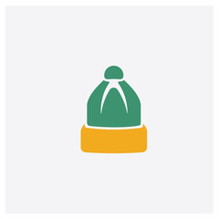 Winter Hat concept 2 colored icon. Isolated orange and green Winter Hat vector symbol design. Can be used for web and mobile UI/UX