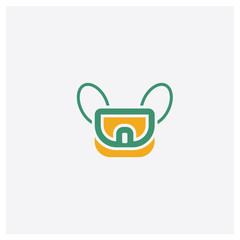 Messenger Bag concept 2 colored icon. Isolated orange and green Messenger Bag vector symbol design. Can be used for web and mobile UI/UX