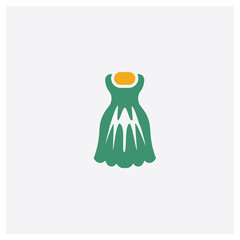 Peplum Top concept 2 colored icon. Isolated orange and green Peplum Top vector symbol design. Can be used for web and mobile UI/UX